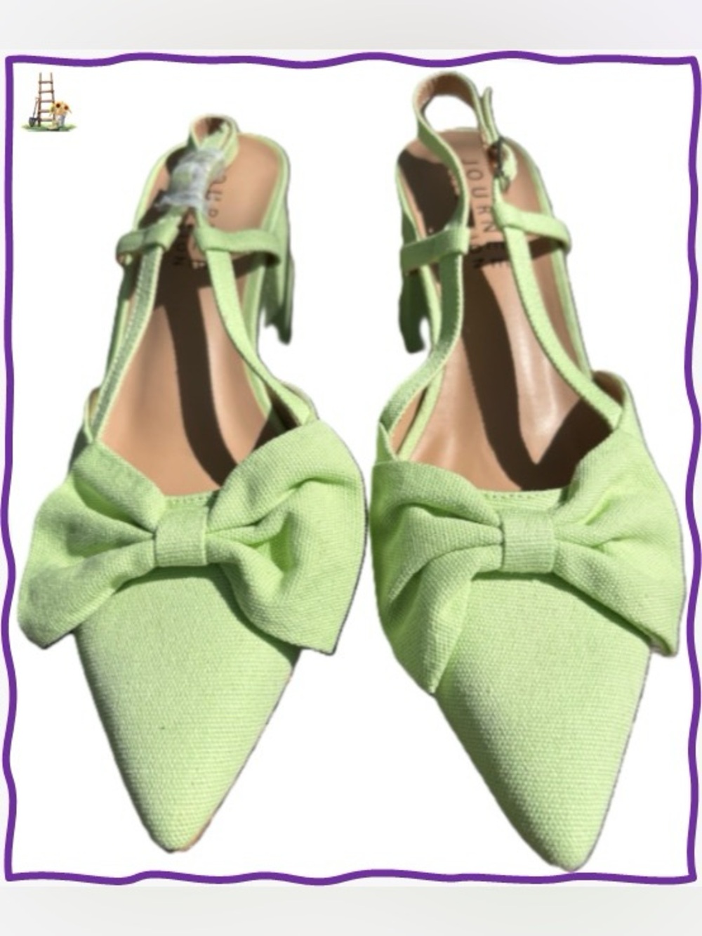NWOT-Journee Collection Women’s Pointed Toe Bow Slingback Heels - Light Green